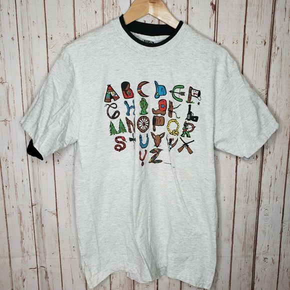 Vntg 90's L.A. Sportswear Alphabet tshirt sz lrg - Picture 1 of 6